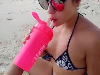 Drinking Pee Last Day at the Public Beach in Brazil -aprilbigass- | xHamster