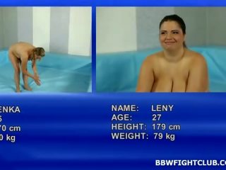 Brunnete bbw leny σε ο ring με ξανθός/ιά bbw lenka